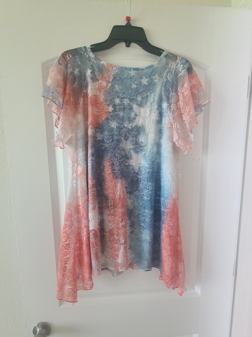 Patriotic Red and Blue Short Sleeve Tunic Top - Picture 2 of 6